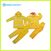 Reflective 2PCS PVC Polyester Men′s Rainsuit (Rvc-112)